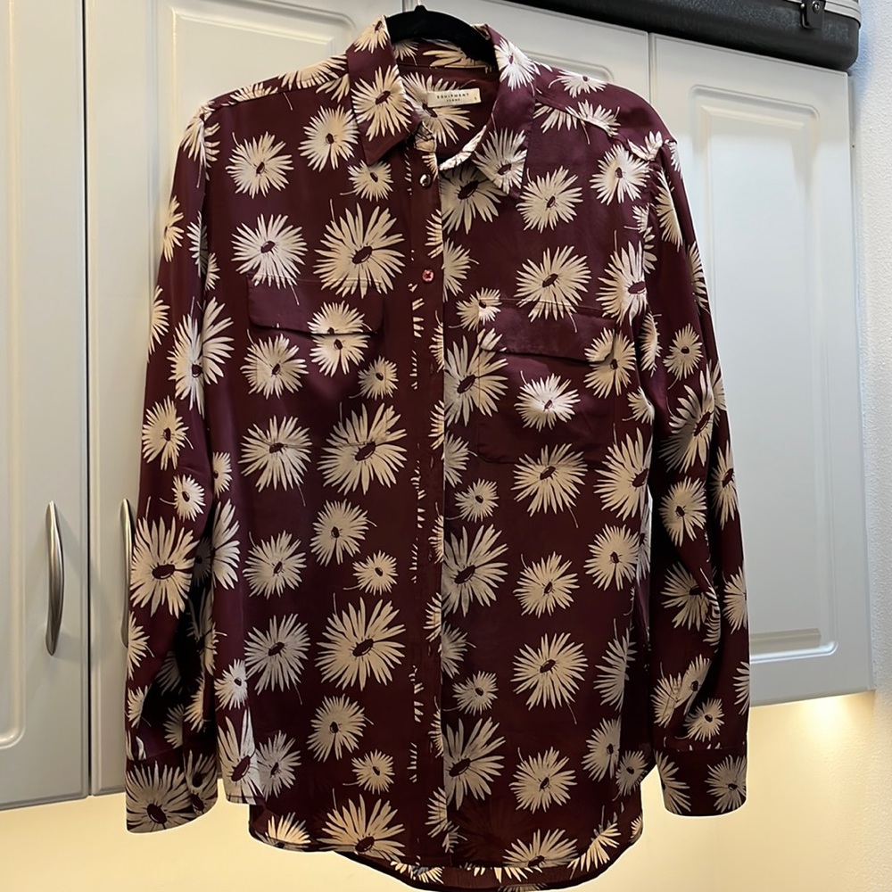 Equipment Vintage Silk Blouse with Floral Pattern